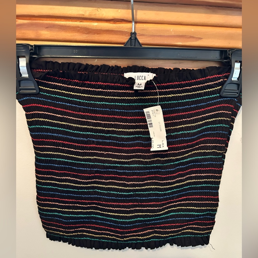 NWT Black Multicolor Striped Women's Bandeau